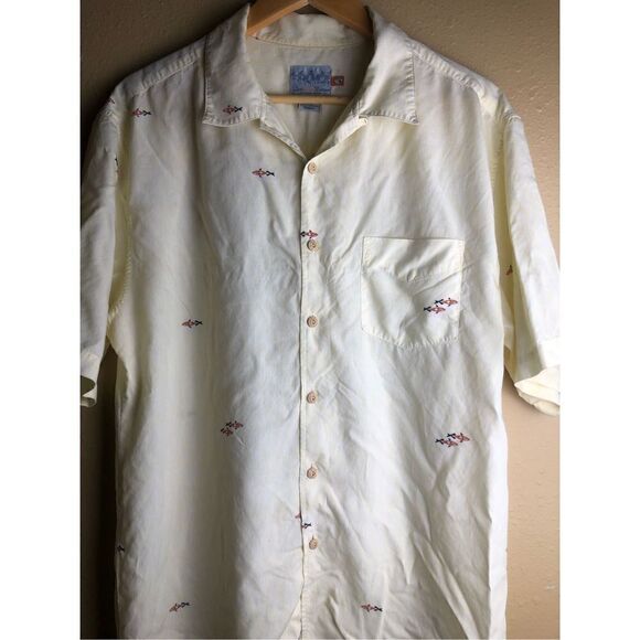 Quiksilver Edition Men's Comfort Fit Casual With Print fish Shirt Size L Short S - Picture 5 of 10